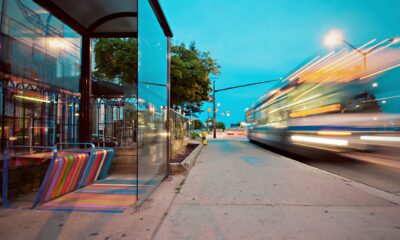 timelapse photo of bus stop
