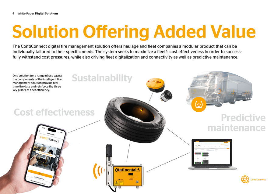 Digital tire management solution ContiConnect is a modular product for haulage and fleet companies.