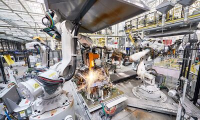 ABB robots helping to automate an EV production line