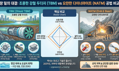 TBM 공법과 발파 공법(NATM) 비교 인포그래픽